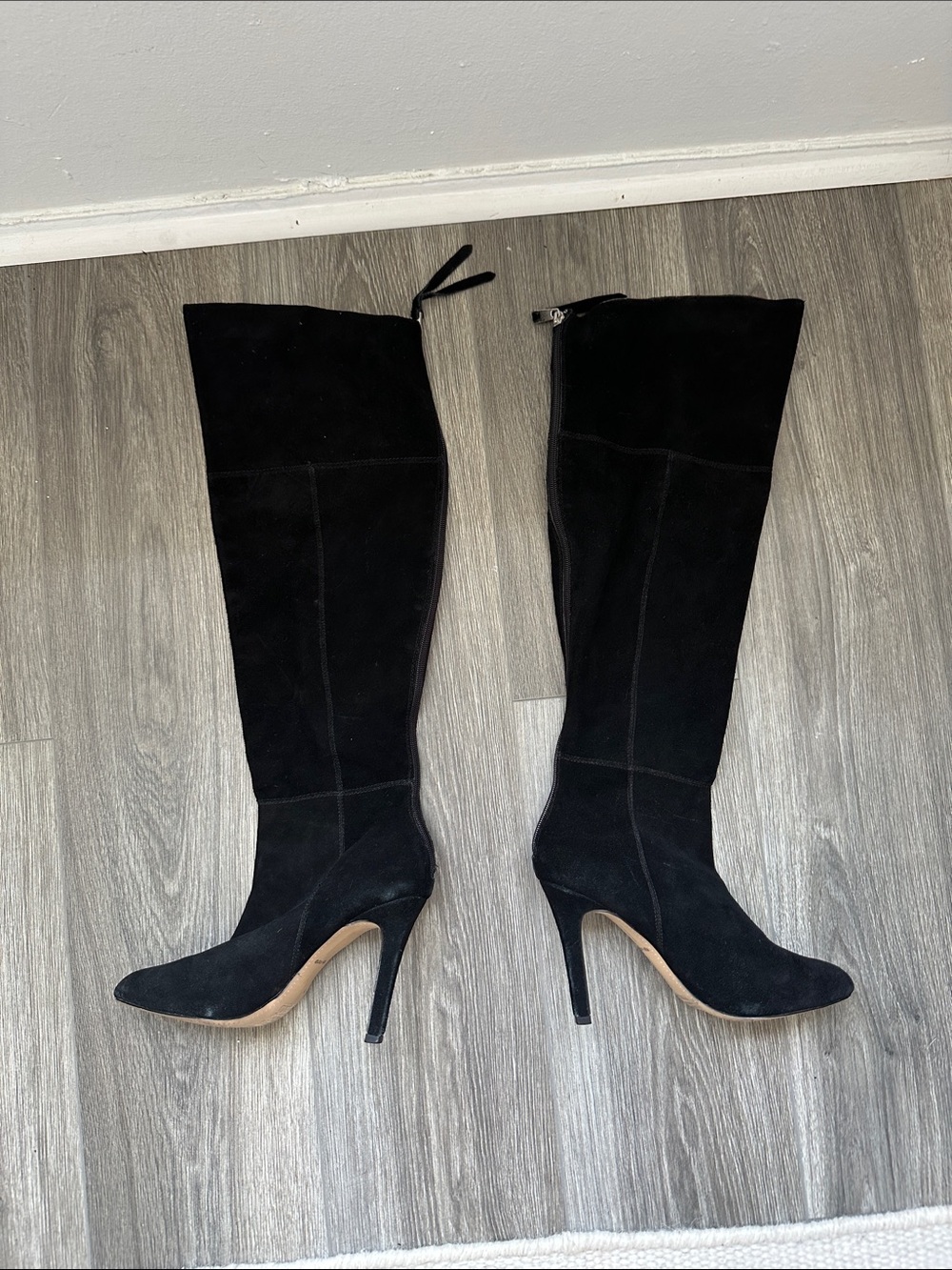 Dolce Vita Black Suede Over-the-Knee Stiletto Boots - Picture 2 of 4
